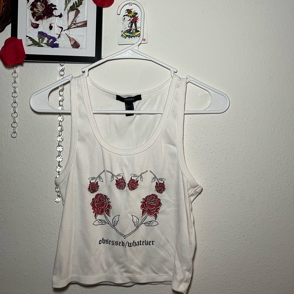 Cream Forever 21 Cropped Tank Top <3